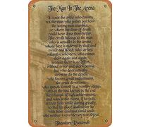 Cartel de metal vintage con texto en inglés "The man in the arena" de Theodore Roosevelt, 30,5 x 20,3 cm