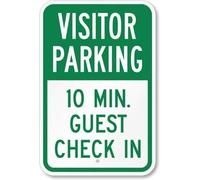 Cartel de metal vintage con texto en inglés "Visitor Parking, 10 Min. Guest Check In" (20,3 x 30,5 cm)