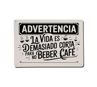 Cartel de metal vintage con texto en inglés "Warning Life Is Too Short Not To Drink Coffee" para cafetería, bar, pub, decoración de pared del hogar, póster de metal de 8 x 12 pulgadas