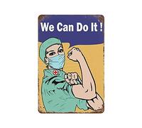 Cartel de metal vintage con texto en inglés "We Can Do It Nurse In A Medical Facehome Kitchen" de aspecto vintage para bar, cafetería, 8 x 12 pulgadas