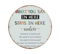Cartel de metal vintage con texto en inglés "What You Say In Here Stays In Here Unless Metal Tin Sign" para jardín, dormitorio, cafetería, bar, cueva de hombre, decoración de pared, póster de metal de