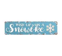 Cartel de metal vintage con texto en inglés "Wish Up On A Snowflake" para decoración de pared de hogar, bar, jardín, 10,2 x 40,6 cm