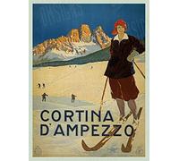 Cartel de metal vintage Cortina D'Ampezzo Ski Italia para decoración al aire libre, 20,3 x 30,5 cm