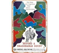 Cartel de metal vintage de 1956 con texto en inglés "Beyond a Reasonable Doubt 1956", placa de metal para decoración de pared, 20,3 x 30,5 cm