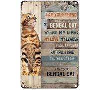 Cartel de metal vintage de 30.5 x 40.6 cm, diseño de gato de Bengala con texto en inglés "I Am Your Friend Your Partner Your Partner Your Bengala" para decoración de pared, regalos divertidos para el