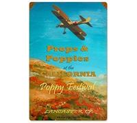Cartel de metal vintage de aviación de Poppy Festival, cartel de metal, 20,3 x 30,5 cm
