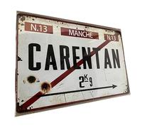 Cartel de metal vintage de Carentan - Placa de calle francesa en estilo WWII - Segunda Guerra Mundial decoración de pared - 30 x 20 cm