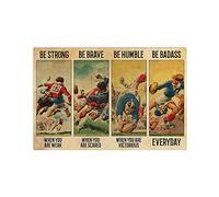 Cartel de metal vintage de rugby Be Strong Be Brave Be Humble Be Badass Everyday de 30,5 x 40,6 cm