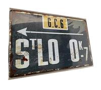 Cartel de metal vintage de San Lô - Segunda Guerra Mundial Normandía - Cartel retro de guerra 30 x 20 cm - Decoración militar