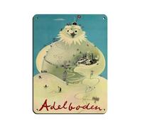 Cartel de metal vintage para decoración de pared con texto en inglés "Suiza" y esquí bernés de invierno (30 x 40 cm)