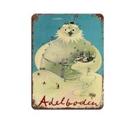 Cartel de metal vintage para decoración de pared con texto en inglés "Suiza" y esquí bernés de invierno (30 x 40 cm)