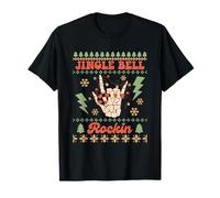 Cartel de Navidad Strat Jingle Bell Rockin Esqueleto Mano Rockin Camiseta