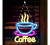 Cartel de neón de café, cartel de neón LED, cartel de café neón, cartel de café neón, cartel LED de café, letrero luminoso de café, letrero de neón para cafetería, bar, restaurante, club, fiesta