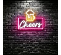 Cartel de neón de cerveza, luz LED de neón con diseño de jarra de cerveza, decoración de pared regulable para bar en casa, cueva de hombres, fiestas y pubs, regalo para amantes de la cerveza