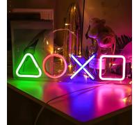 Cartel de neón de gamer, 42 x 13 cm, multicolor LED para juegos, luz de neón, USB, con interruptor, luz de neón, decoración de pared para sala de juegos, decoración de habitaciones, bares, hombres y
