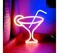 Cartel de neón LED para cócteles, copas de vino, luz de neón, batería y USB, doble funcionamiento para bar, bar, bar, tienda, para decoración de pared, cóctel, lámpara de noche para bar, club, cóctel,