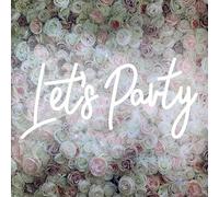 Cartel de Neón Lets Party Blanco LED Cartel de Luz Neón Lets Party para decoración de pared despedida de soltera, boda, compromiso, fiesta de cumpleaños con