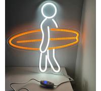 Cartel de neón para dormitorio de surfero, decoración de pared, tabla de surf regulable, señales de neón, alimentadas por USB, luces LED, decoración estética de tabla de surf para niños y niñas,