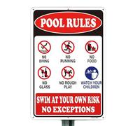 Cartel de Normas para Piscina Exterior,Placa Decorativa de Seguridad de Aluminio - Señales de Piscina Segura - para Casa, Patio, Exteriores, Puerta, Gimnasio en Casa