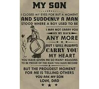 Cartel de pared con texto en inglés «To My Son I Will Always Carry You My Heart Warrior Cafe Bar, Home Patio», 20,3 x 30,5 cm