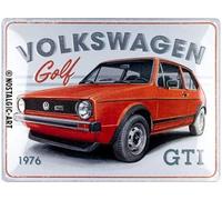 Cartel De Pared De Metal Embosado Grande Volkswagen Golf GTi 1976 400mm X 300mm