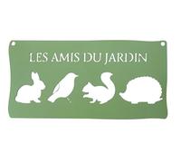 Cartel de pared de metal "Los amigos del jardín" - 25,5 x 12,5 cm, acero con pintura epoxi, resistente a las inclemencias del tiempo, decoración al aire libre para jardín y terraza, verde pálido