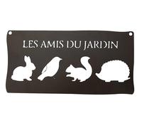 Cartel de pared de metal "Los amigos del jardín" - 25,5 x 12,5 cm, acero con pintura epoxi, resistente a las inclemencias del tiempo, decoración al aire libre para jardín y terraza, hierro envejecido