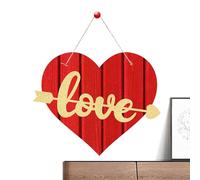 Cartel de San Valentín, placa para puerta de San Valentín, corazón de bienvenida con texto "Happy Valentines Day Red Heart Sign | Placa colgante de San Valentín para colgar en la puerta de casa, pared