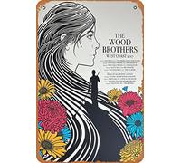 Cartel de The Wood Brothers 2017 con diseño retro de la costa oeste de estaño, cartel vintage de metal de 30,5 x 20,3 cm, decoración de pared