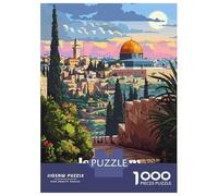 Cartel de Viaje a Jerusalén 1000 Piezas Puzzle Premium Puzzle Clásico, Cartón Top - Antiestrés Total, Decoración De Pared Chula, Regalo Ideal para Mujeres, Hombres Y Mayores 70x50cm/1000pcs