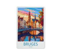Cartel de viaje de Brujas, Bélgica, con chapa metálica, impresión en hierro, pintura elegante, decoración de pared, 20 x 30 cm.