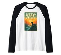 Cartel de viaje retro de Ferret Valley Camiseta Manga Raglan
