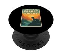 Cartel de viaje retro de Ferret Valley PopSockets PopGrip Adhesivo