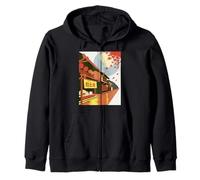 Cartel de Viaje Retro japonés Street Lantern Moon Art Drawing Sudadera con Capucha