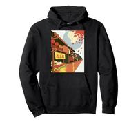 Cartel de Viaje Retro japonés Street Lantern Moon Art Drawing Sudadera con Capucha