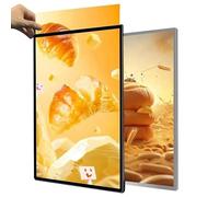 Cartel de vidrio templado con iluminación LED, ultra delgado, para interiores, para colgar en la pared, color negro, 60 x 80 cm