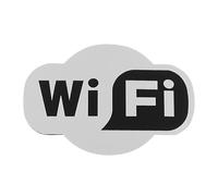 Cartel de wifi, Pegatinas de pared con espejo acrílico 3D señal wifi, escritura a mano regrabable, cuenta y contraseña(4cmx6cm Silver)