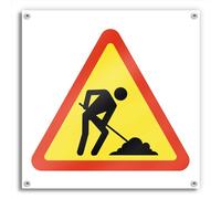 Cartel de Zona de Obras 42x42 cm en Lona Impresa - Señal de Advertencia