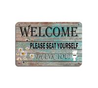 Cartel decorativo con texto en inglés "Welcome Please Seat Yourself Thank You", 20 x 30 cm, aspecto retro, para el hogar, baño, granja, jardín, garaje, divertida decoración de pared