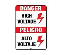 Cartel decorativo de alto voltaje con texto en inglés "Danger High Voltage Peligro Alto Voltaje Hazard" para pared, cartel de metal de 8 x 12 pulgadas