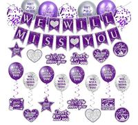 Cartel decorativo de fiesta con texto en inglés "We Will Miss You"