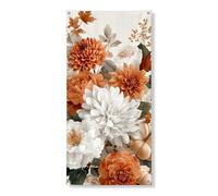 Cartel decorativo para puerta de otoño, flores naranjas rústicas, decoración de puerta delantera, para interiores y exteriores, cosecha, festival, suministros de vacaciones, 36 x 72 pulgadas