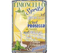 Cartel decorativo resistente a la intemperie, para bar, recetas, cócteles de verano, aperitivos, salpicaduras, sprizz, veneziano, licor con prosecco, 30 x 20 cm (spray de limoncello)