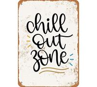Cartel decorativo vintage de Chill Out Zone para pared, de metal, 8 x 12 pulgadas