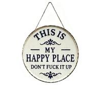 Cartel decorativo vintage para jardín, cartel de metal, cartel de jardín favorito, cartel de chapa con refranes This Is My Happy Place Sign para el hogar, jardín, bar o cafetería, como decoración de