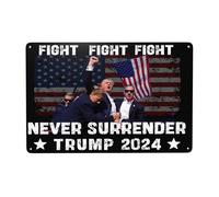 Cartel Disuasorio, Bandera Retro De Trump Nunca Te Rindas, Placa De La Pared Póster Protección UV, Resistente Señal De Advertencia para Cafetería Bar Oficina, 20X30Cm