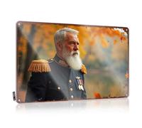 Cartel divertido con texto en inglés "An Elderly Gentleman in Formal Military Attire Amidst Autumn Foli Tin Sign Room Door Decor Outdoor Bar Signs" (20 x 30 cm)