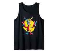Cartel gráfico de Ciervo Doble Paz Retro Pop Bosque de Dibujos Animados Camiseta sin Mangas