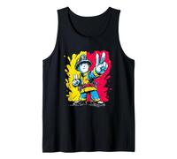 Cartel gráfico de Doble Paz Retro Pop héroe Bombero, Gesto Camiseta sin Mangas