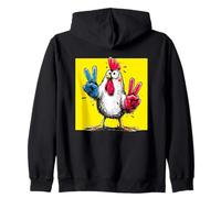 Cartel gráfico de Pollo de Dibujos Animados Doble Paz Retro Pop pájaro Sudadera con Capucha